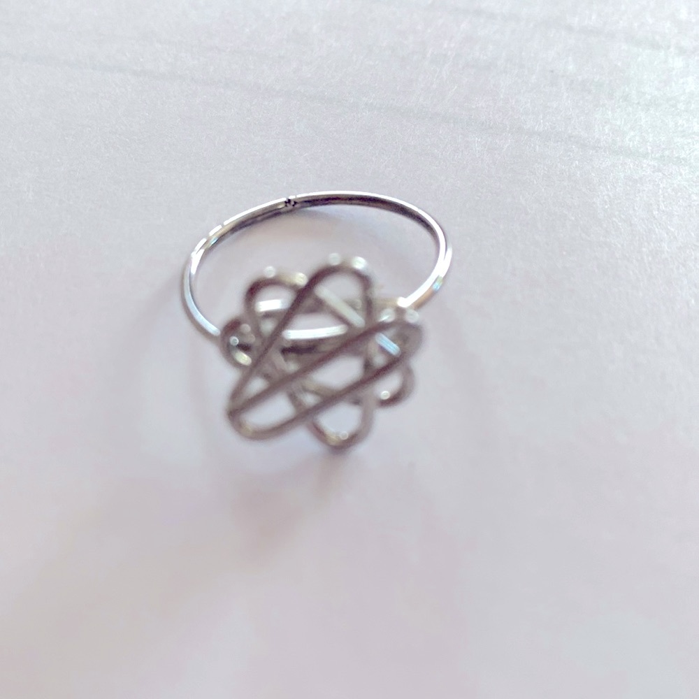 Handcrafted Geometric Wire Ring Adjustable Silver… - image 3
